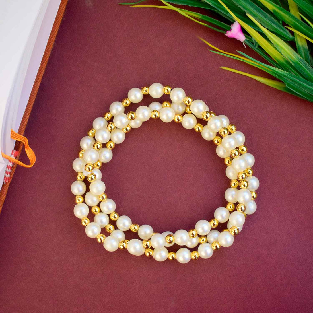 Jai Guruji Swaroop Mala – White & Golden Beads