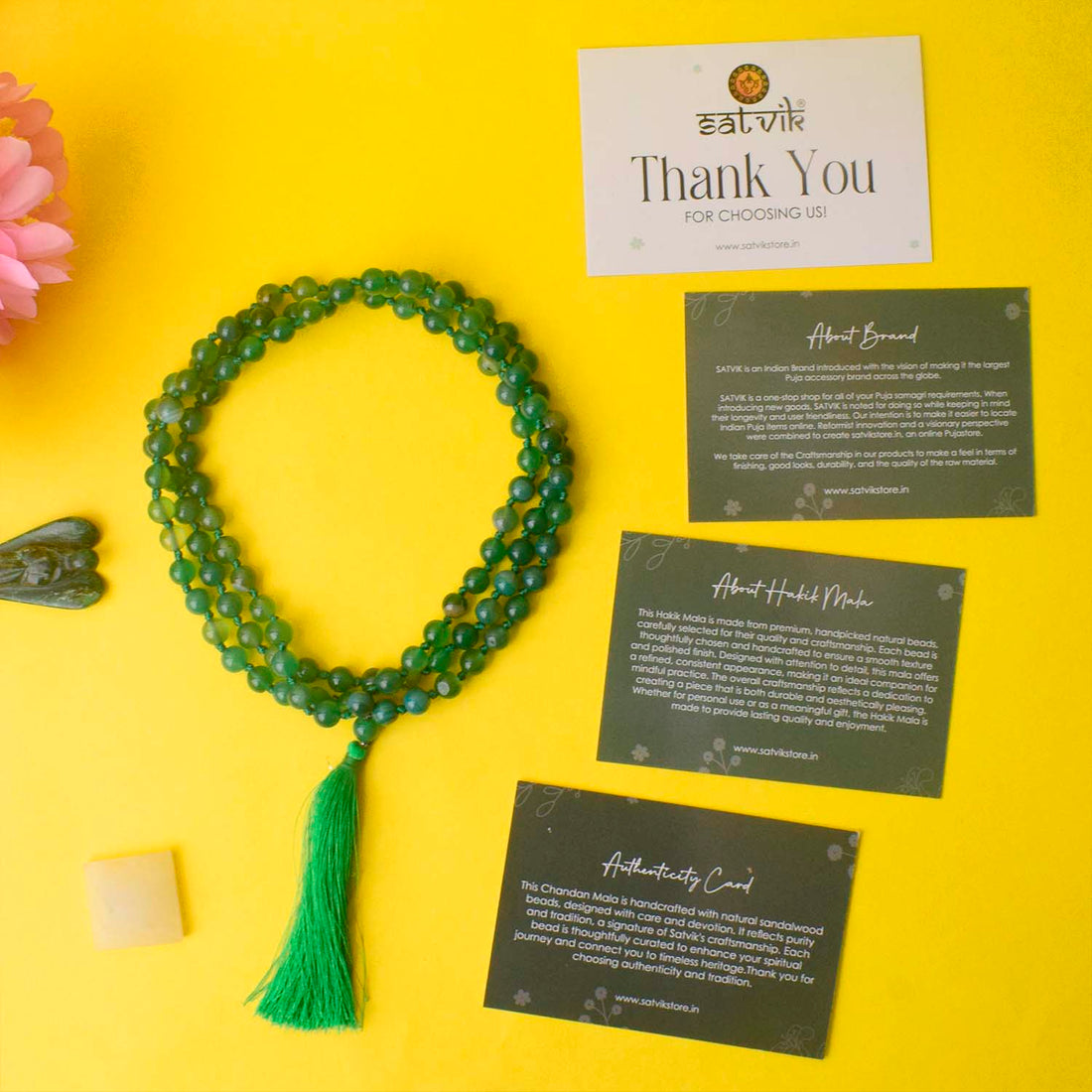 Premium Hakik Jap Mala Green aventurine