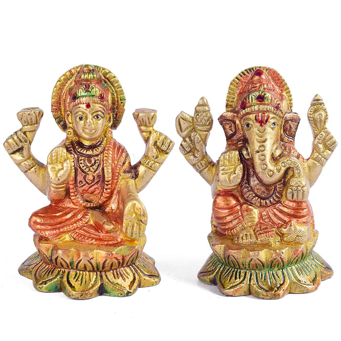 2.5 Inch Exquisite Brass Lakshmi Ganesha Idol