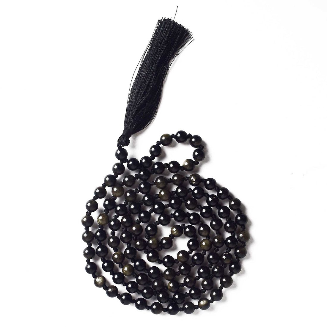 Golden Obsidian Hakik Mala (108 Beads)
