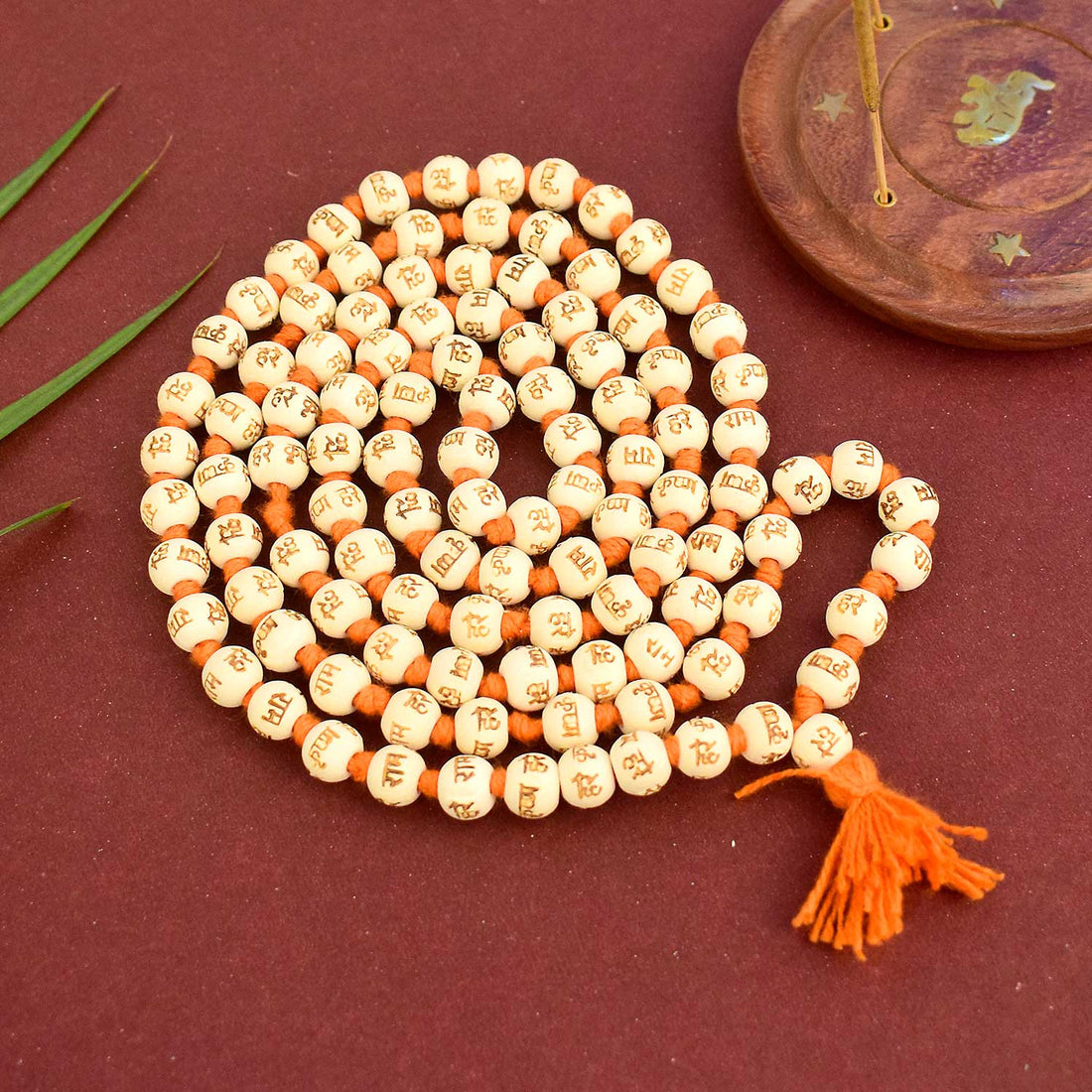 Hare Ram Hare Krishna White wooden Jaap Mala