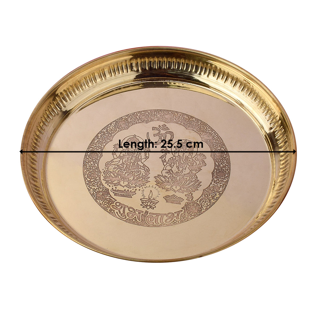 7 Piece Brass Laxmi Ganesh Pooja Thali Set (9 Inch) Design 3