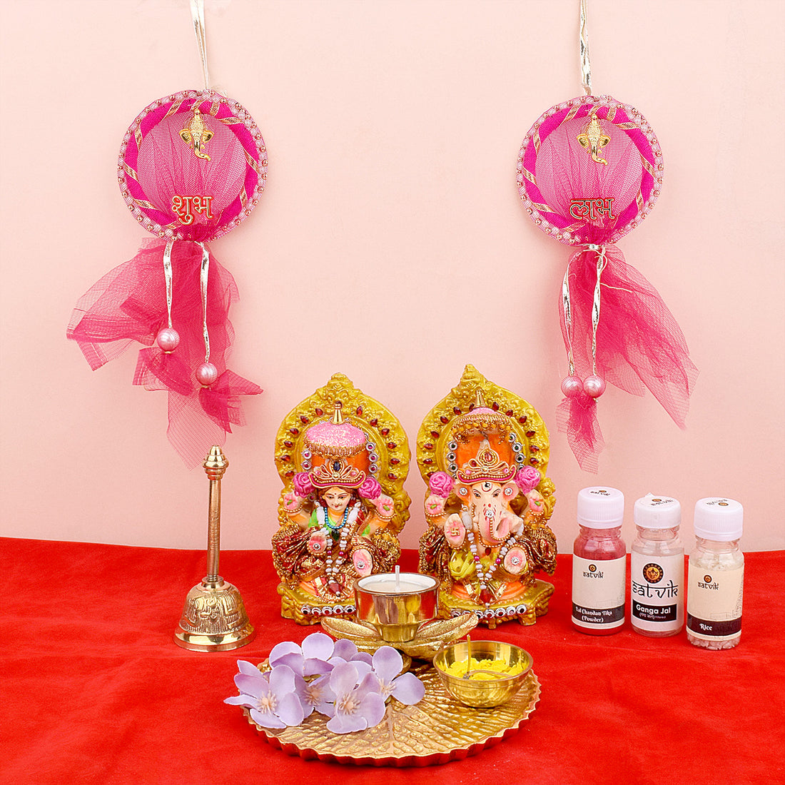 Net Fabric Shubh Labh Side Door Wall Hangings