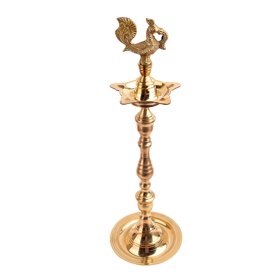 17-17.5 Inch Brass Peacock Kerala Diya
