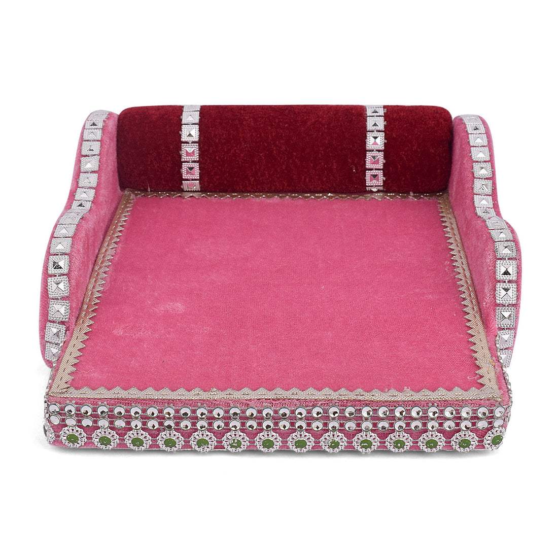 Laddu Gopal's Throne of Elegance: Velvet Bed Medium