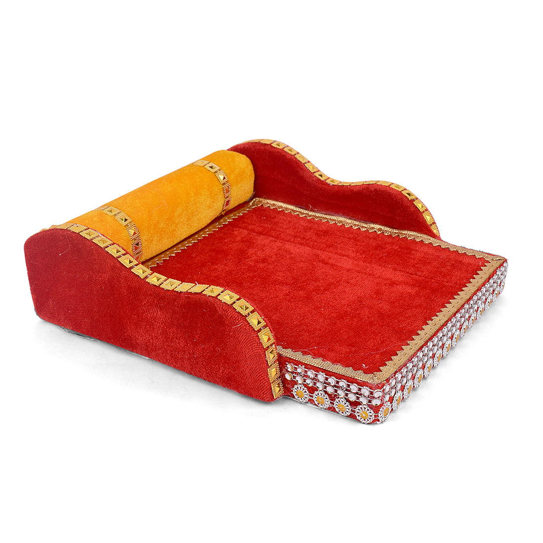 Laddu Gopal's Throne of Elegance: Velvet Bed Medium