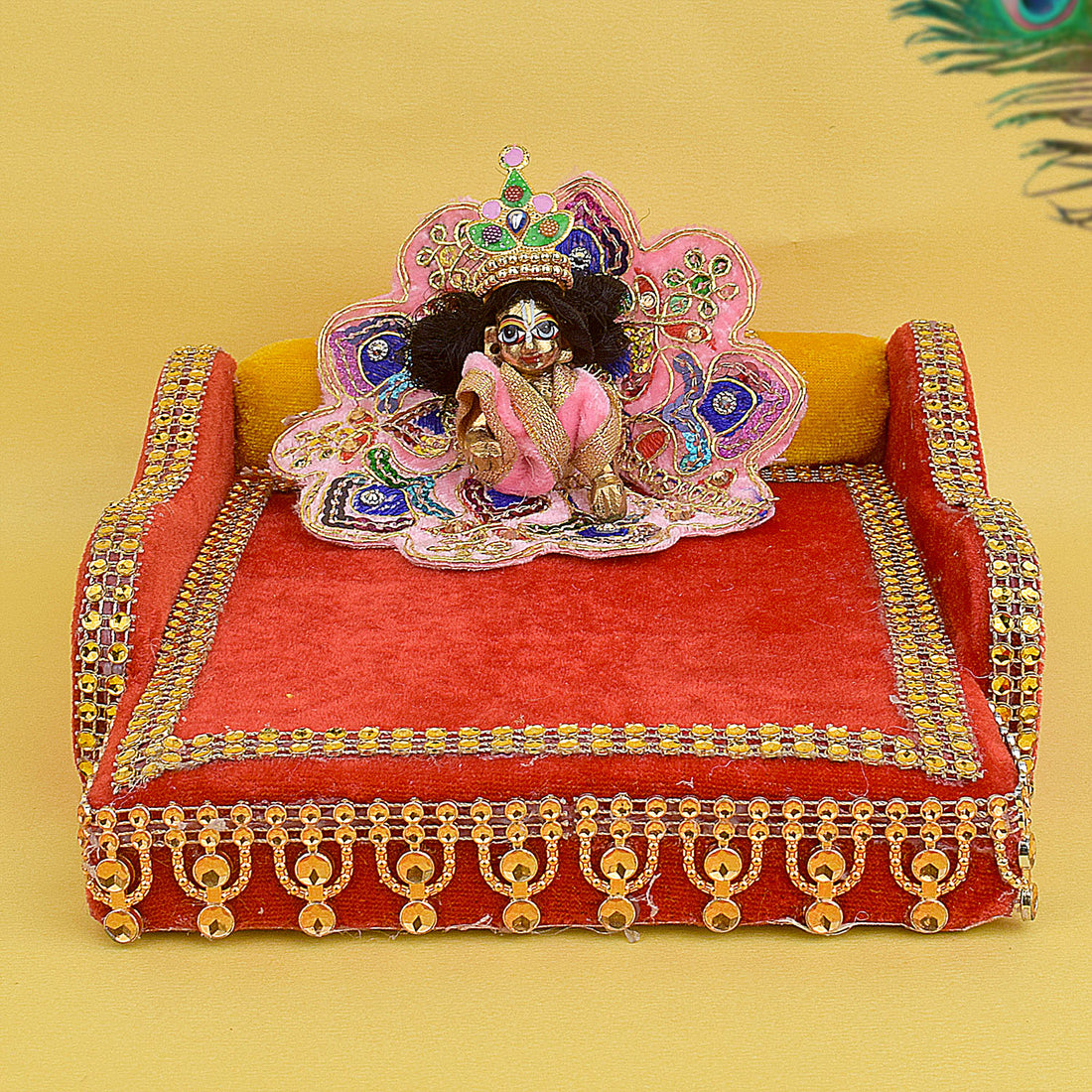 Serenading Laddu Gopal: Velvet Bed Medium