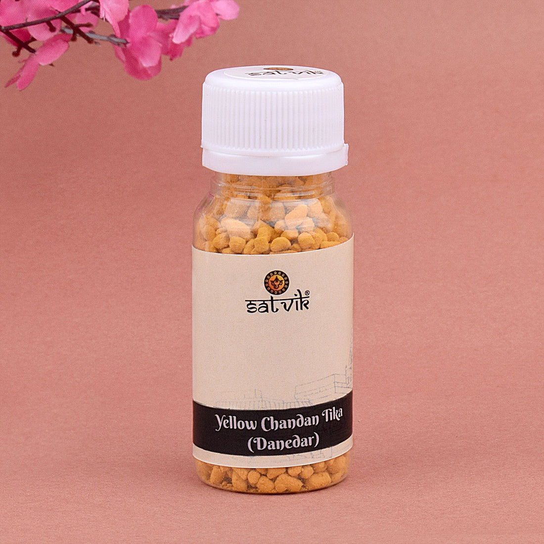 Yellow Chandan Tika (Saffron Chandan Tilak) Danedar