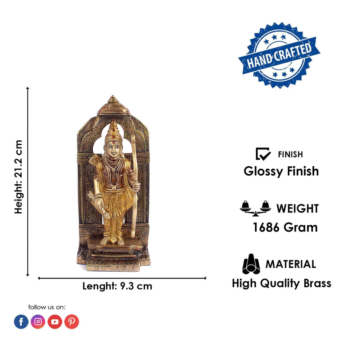 8.3 Inch Brass Ram Idol with Bow in Colored