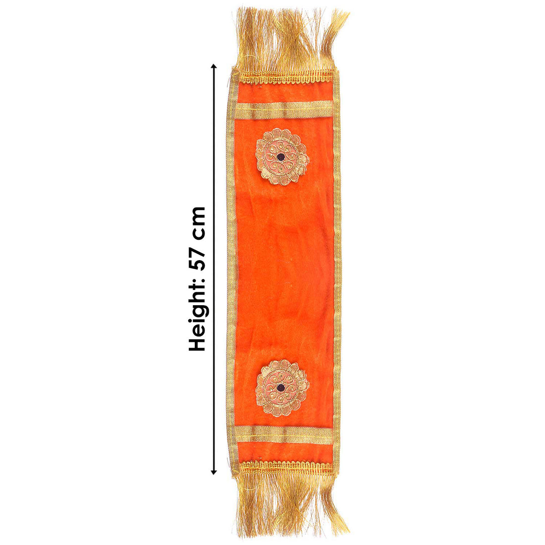 Decorative Orange Ganpati Idol Patka with Gold Border