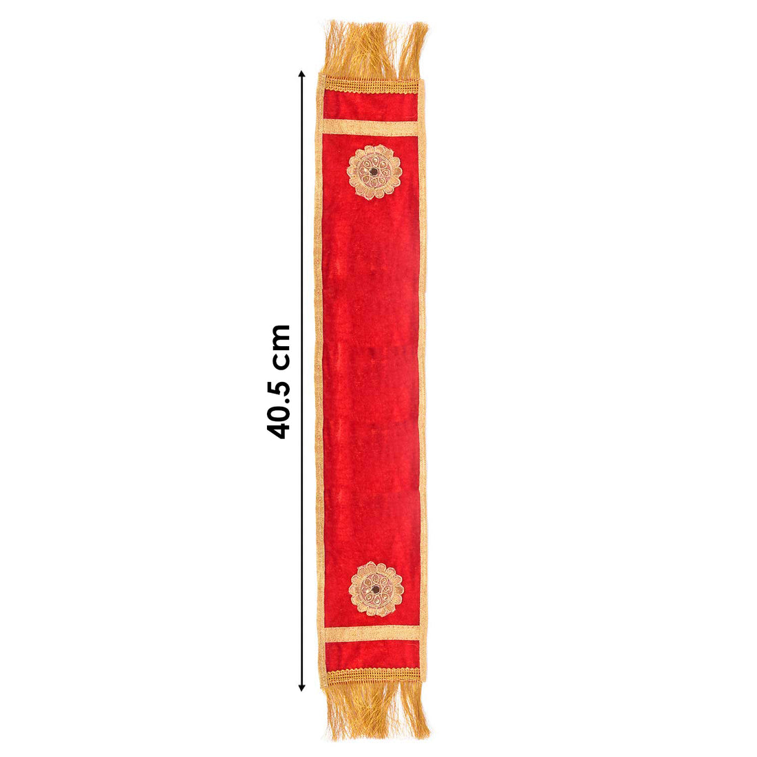 Designer Red Velvet Ganpati Idol Patka with Gold Tassels
