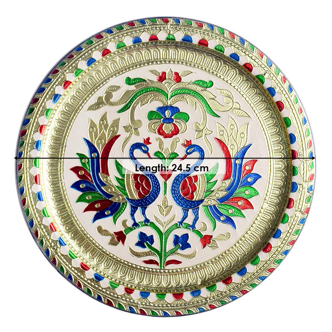 Peacock Embossed Puja Thali - Festive Delight for Diwali & Karwa Chauth
