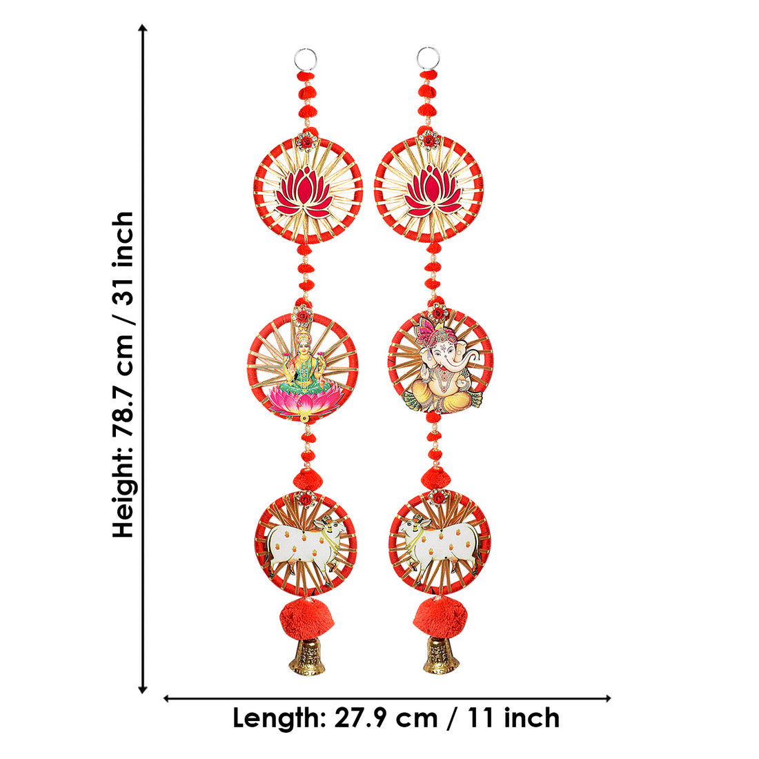 Auspicious Pom Pom Lotus Laxmi Ganesh Cow Side Wall Hangings