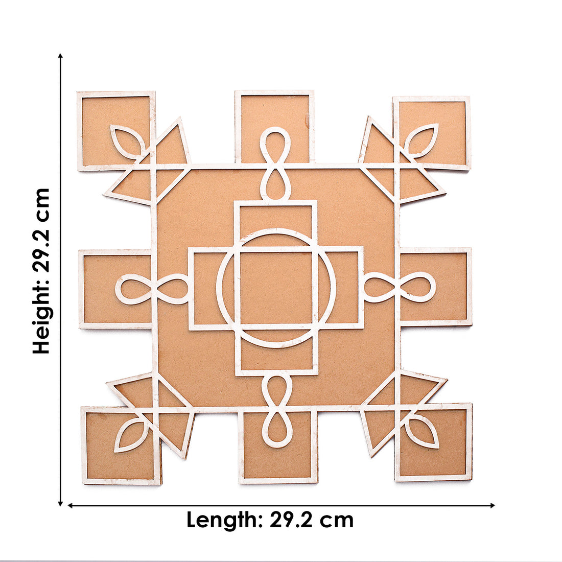 Wooden Wonders: 1 PCS Reusable MDF Square Design Rangoli Stencil Delights