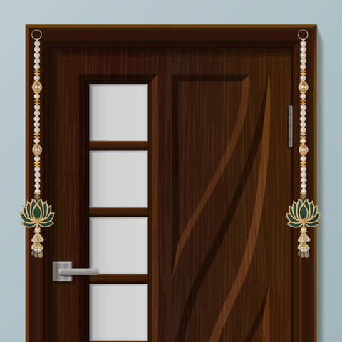 Elegant Lotus with Pearls Door Side Hanging for Ethnic Festive Decor and Pooja Room Decoration. Indiaβs Largest Pooja Accessories Brand β www.satvikstore.in