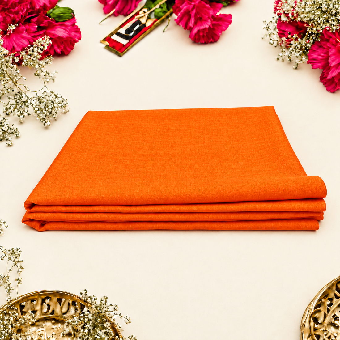 Orange Cotton Cloth – 1.25 Meter for Pooja & Rituals