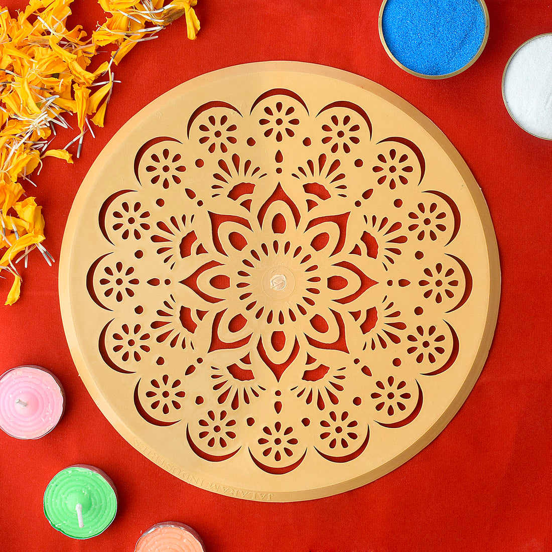 Intricate Round Floral Lace Rangoli Stencil