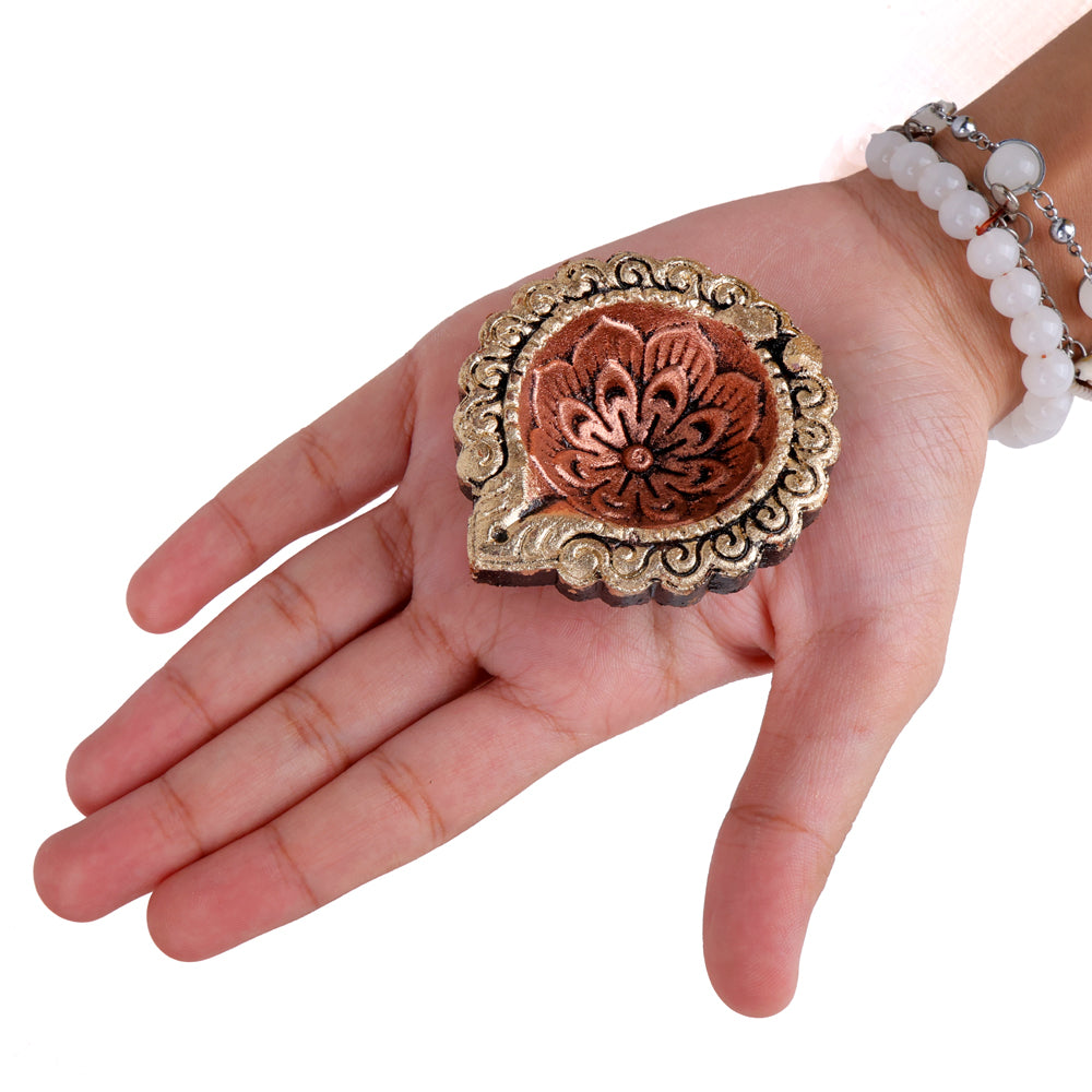 12 Pack Handcrafted Antique Bronze & Gold Metallic Clay Diyas