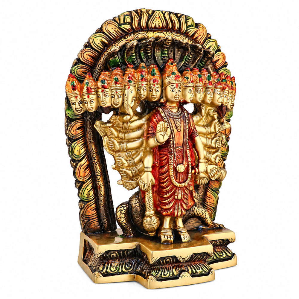 Brass Virat Dusmukhi Vishnu Swaroop Statue – Large