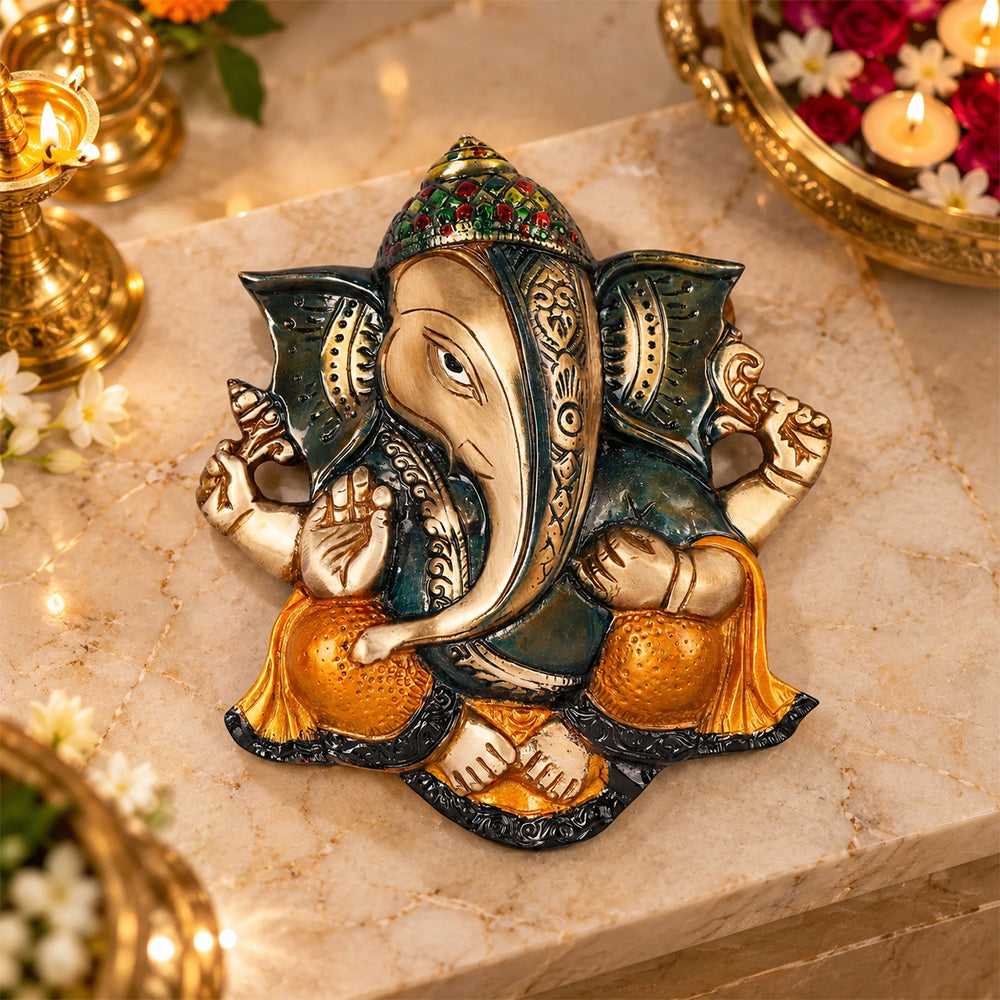 8.5 Inch Prepossessing Brass Ganesh Wall Hanging