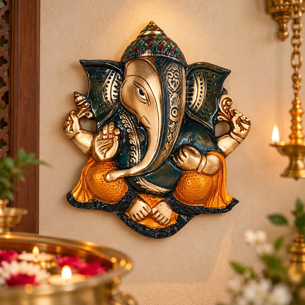 8.5 Inch Prepossessing Brass Ganesh Wall Hanging
