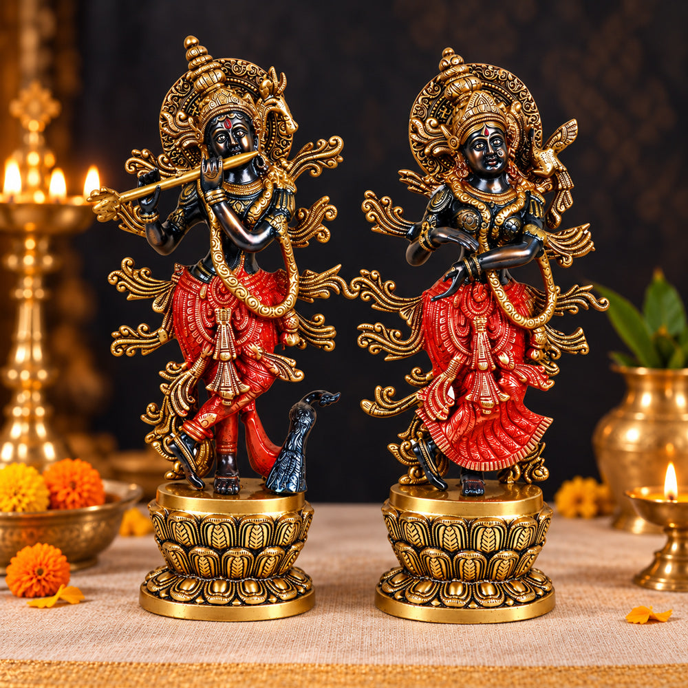 15.2 Inch Gorgeous Radha Krishna Brass Idol