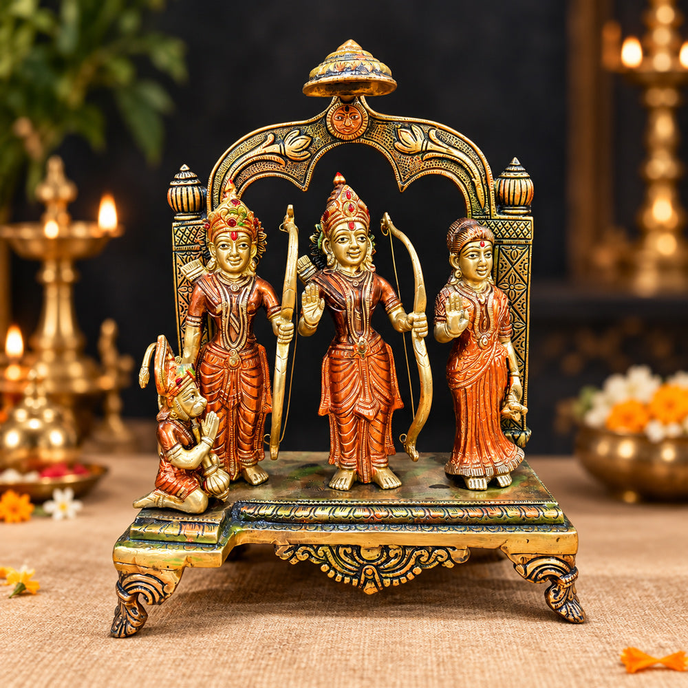 12.5 Inch Majestic Brass Ram Darbar Idol with Royal Touch of Divine Elegance