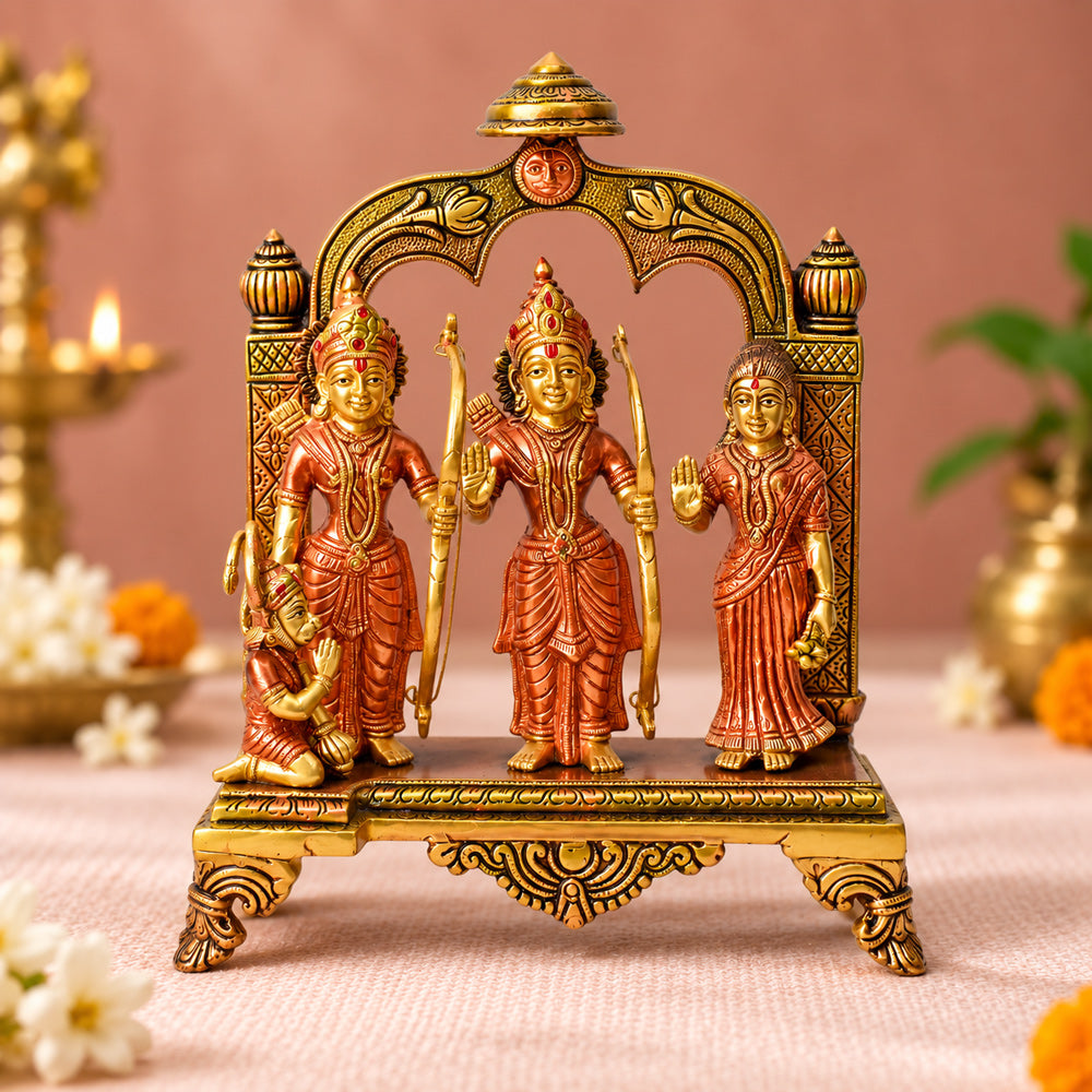 12.5 Inch Majestic Brass Ram Darbar Idol with Royal Touch of Divine Elegance