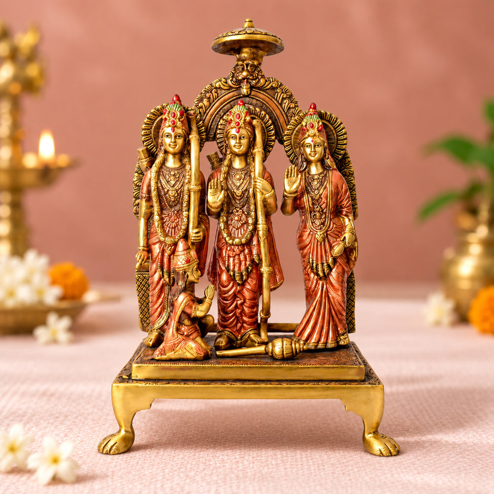 19.4 Inch Exquisite Brass Ram Darbar Idol โ Spiritual Home Dรฉcor Piece