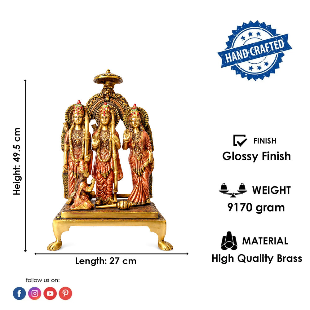 19.4 Inch Exquisite Brass Ram Darbar Idol โ Spiritual Home Dรฉcor Piece