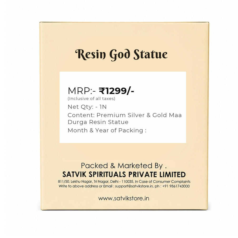 Premium Silver & Gold Maa Durga Resin Statue