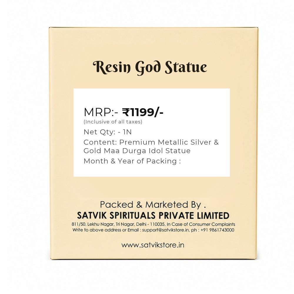 Premium Metallic Silver & Gold Maa Durga Idol Statue