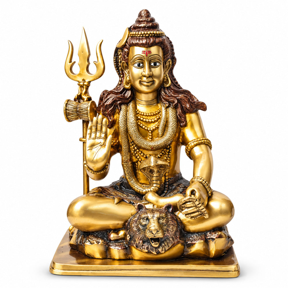 17.5 Inch Brass Lord Shiva Statue in Meditation Pose