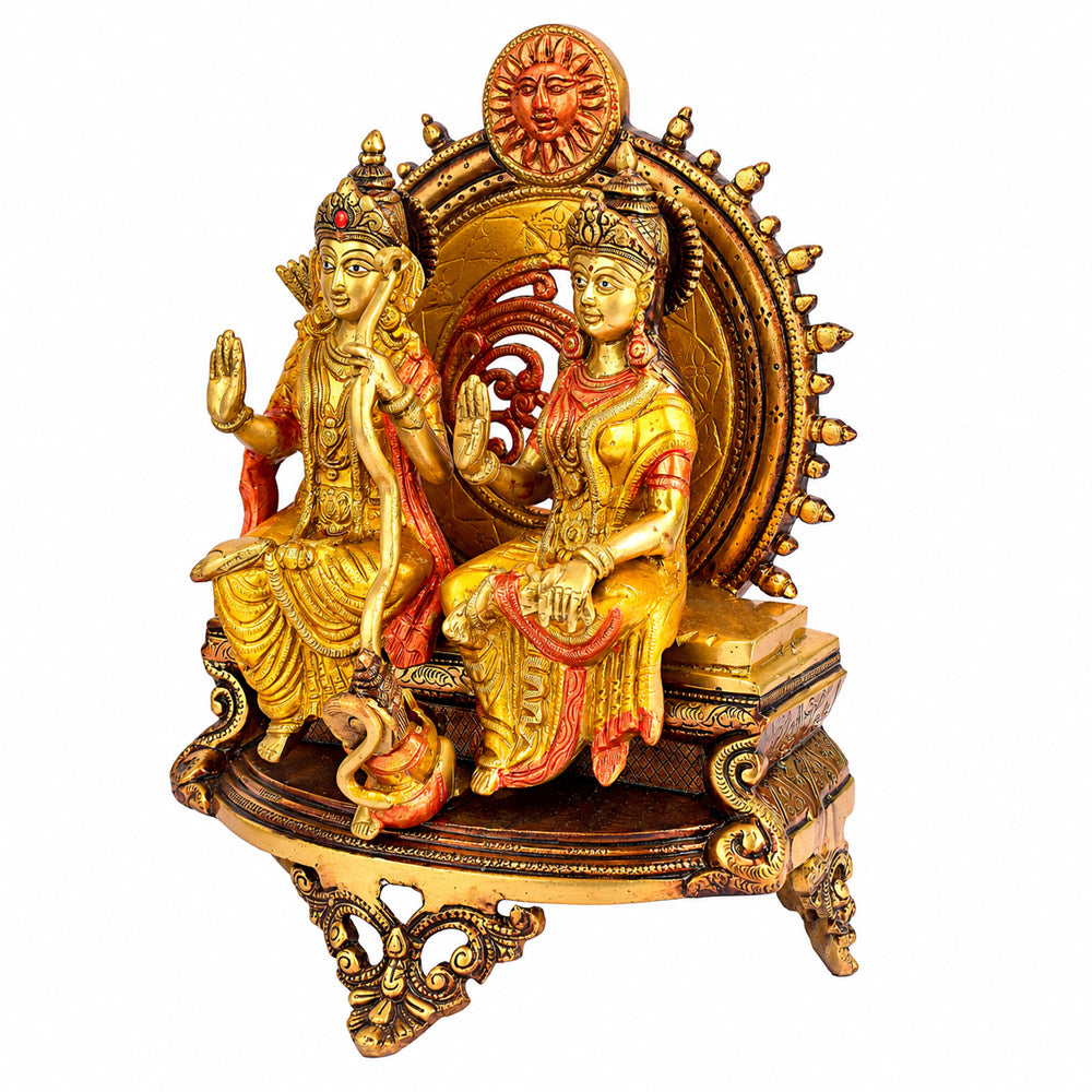 13 Inch Ram Sita Brass Idol Seated on Throne
