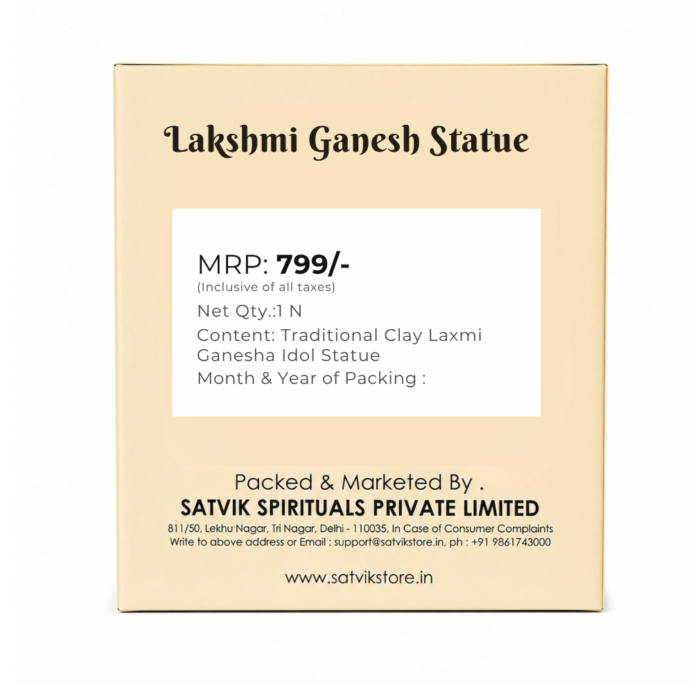 Traditional Clay Laxmi Ganesha Idol Statue for Home Temple
