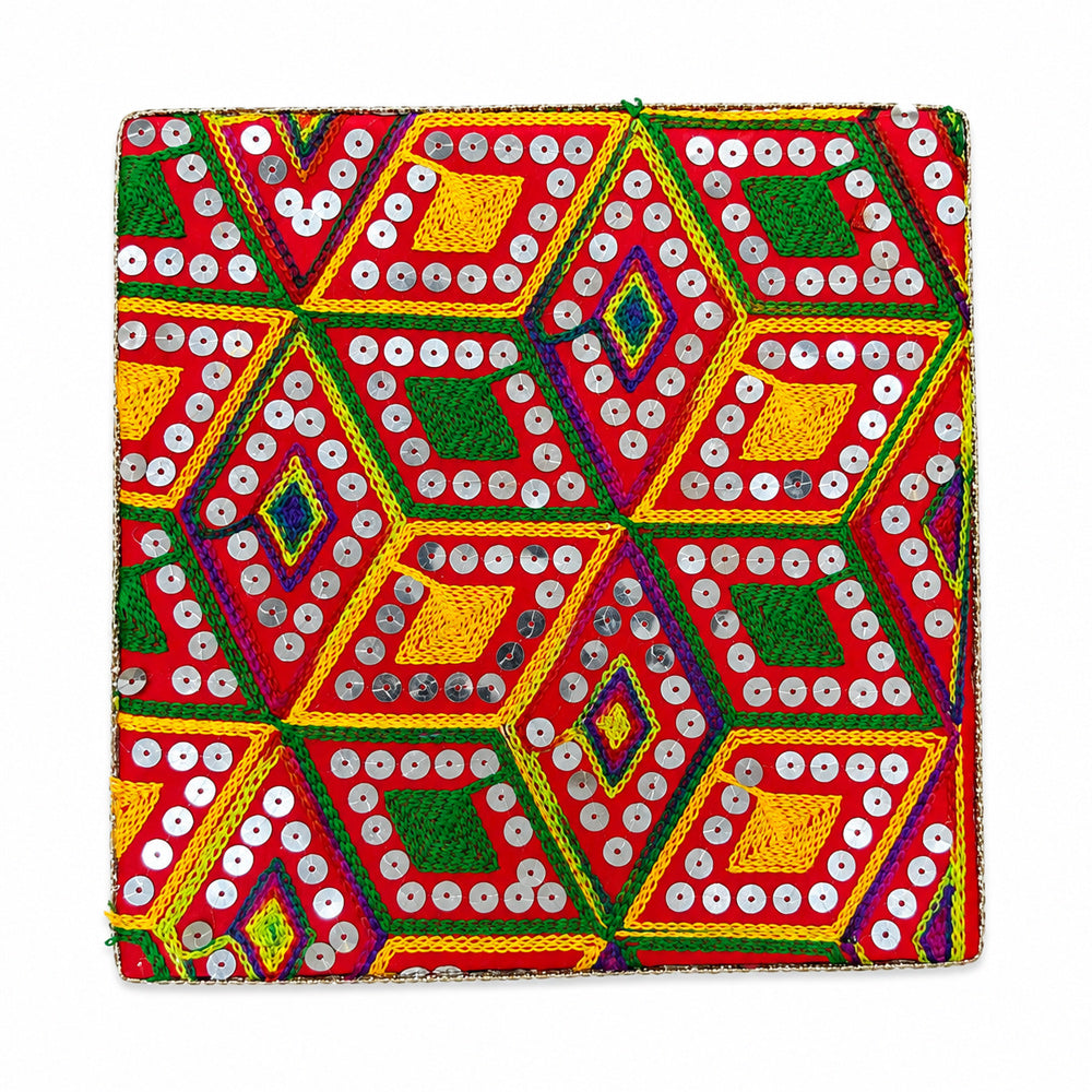 Colorful Ethnic Square Pooja Chowki for Home Temple Decor