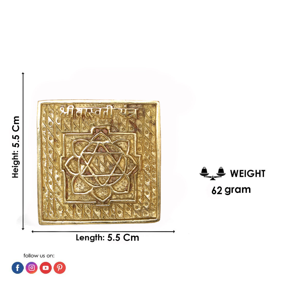 Asht Dhatu Saraswati Yantra For Knowledge & Spiritual Growth