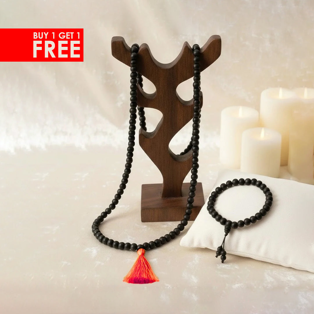 Govt lab certified Karungali Mala for japa meditation and positive energy balance. India’s Premium Jap Mala Store - www.satvikstore.in