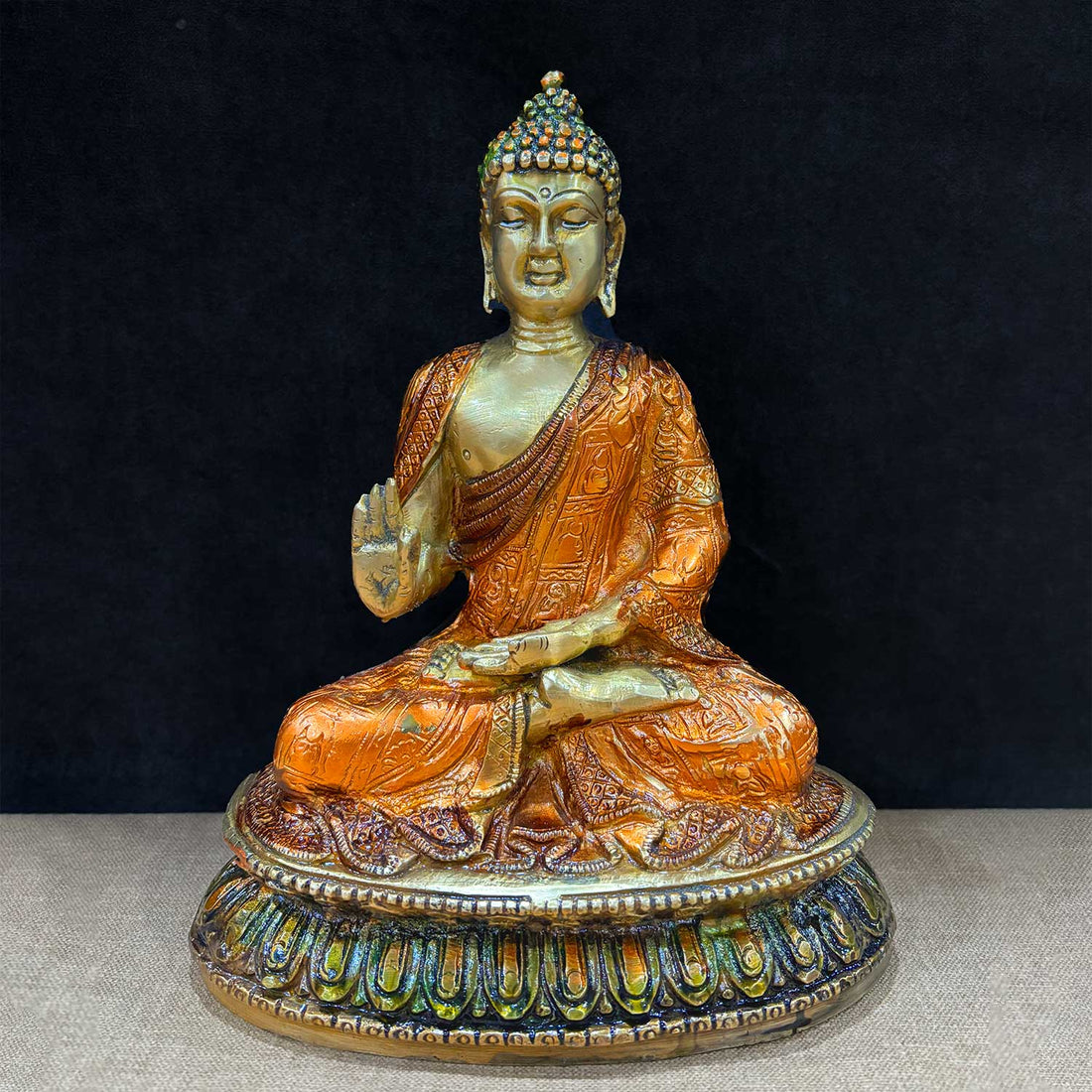 8.9 Inch Handcrafted Brass Buddha Statue for Spiritual Home Enhancement – Intricately designed meditative pose for peaceful home decor. No.1 Brass Idol Store www.satvikstore.in