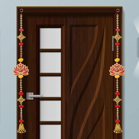 Handcrafted Lotus and Swastik Wall Hanging with Decorative Bell for Auspicious Festival Home Decoration. Indiaβs Largest Pooja Accessories Brand β www.satvikstore.in