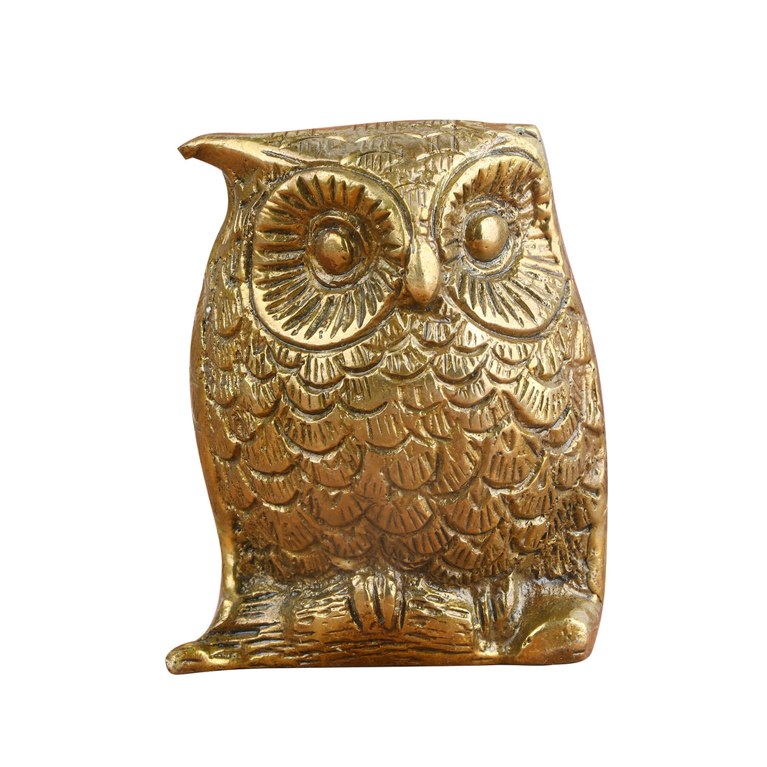 Mini Brass Engraved Owl/Ullu (Lakshmi Vaahan) Statue (Medium)
