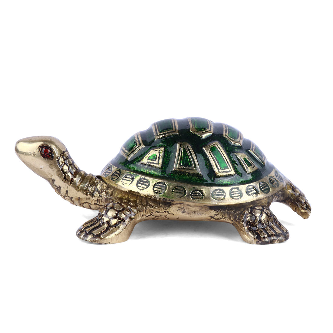 Brass Colored Turtle Large (Green)