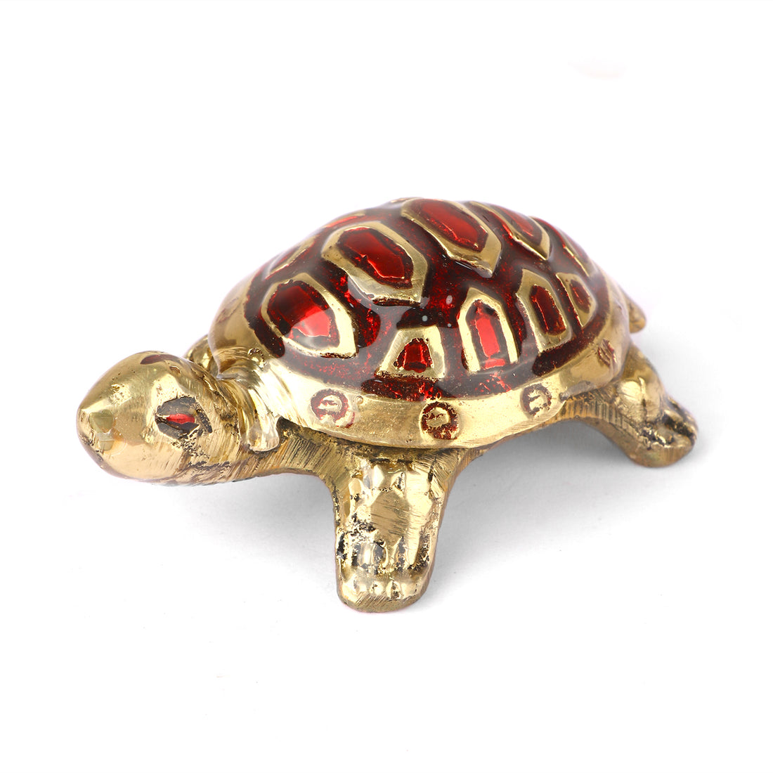 Brass Colored Turtle with Nakashi Plate - Red
