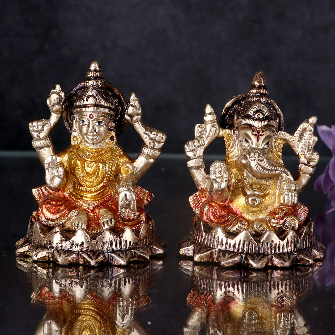 3 Inch Delightful Brass Laxmi Ganesh Idol