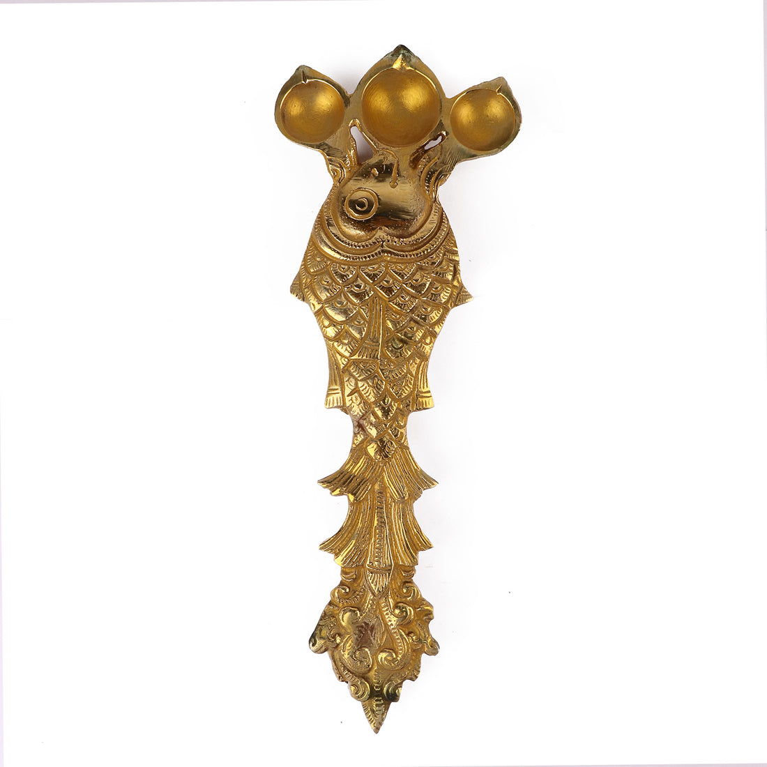 Designer Brass Fish Shape Trimukh Kapoor Aarti Spoon