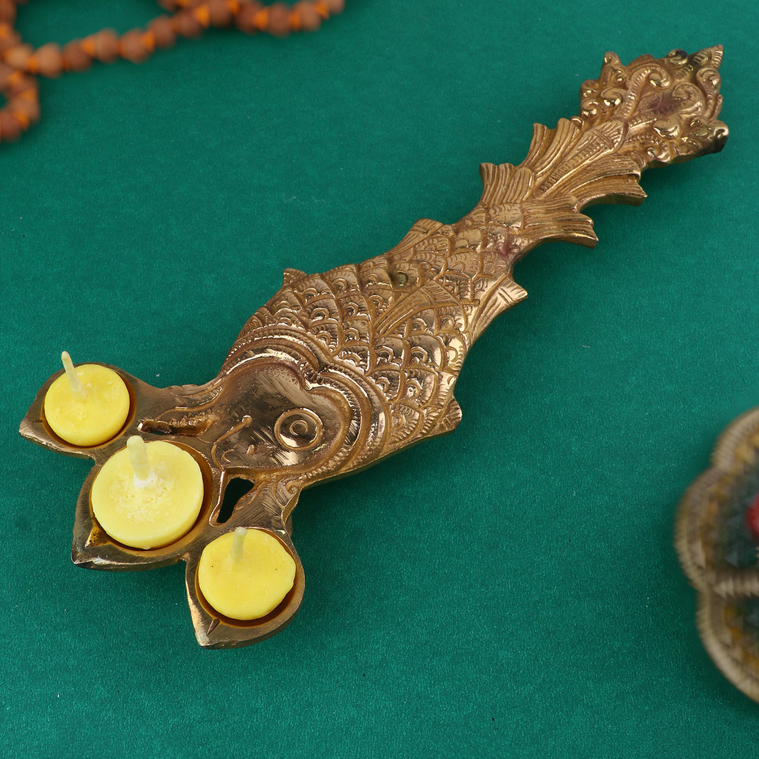 Designer Brass Fish Shape Trimukh Kapoor Aarti Spoon