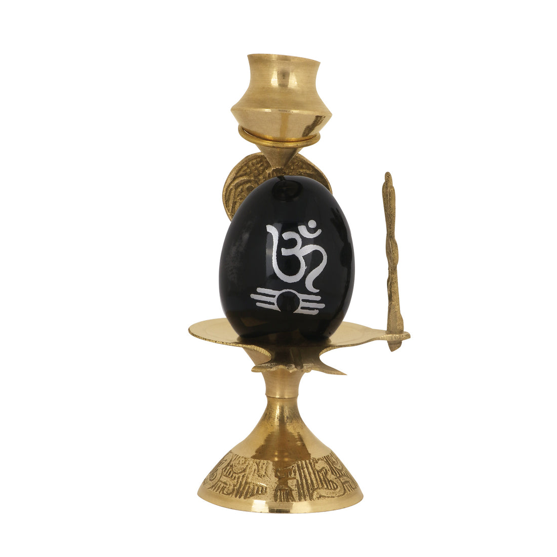 Mahadev Black Stone Shivling With Nag, Trishul, And Abhishek Patra