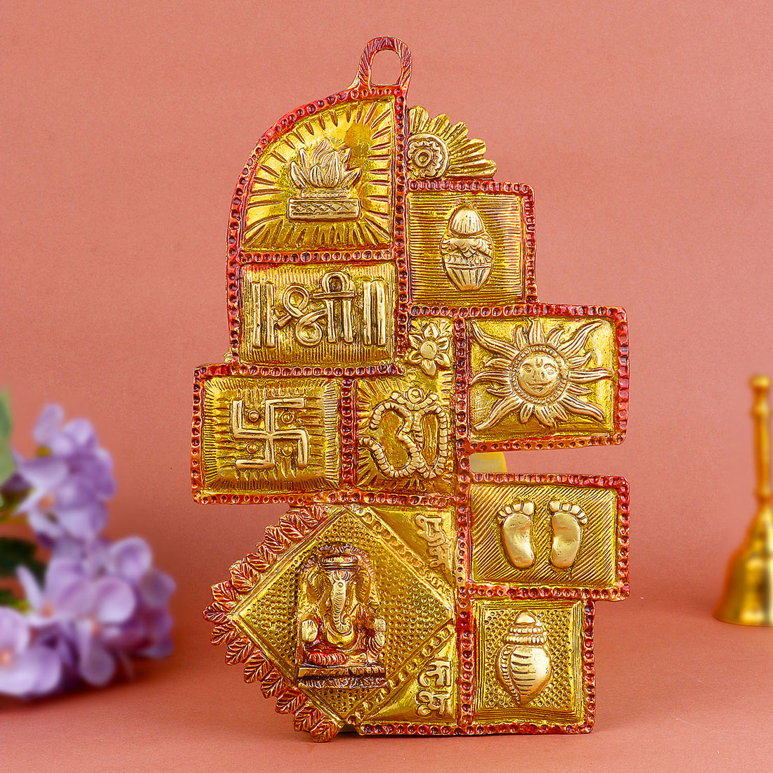 9.4 Inch Pure Brass Vastu Plate – Traditional Wall Decor for Positive Energy, Vastu Correction, and Spiritual Harmony at Home or Office. No.1 Brass Idol Store www.satvikstore.in