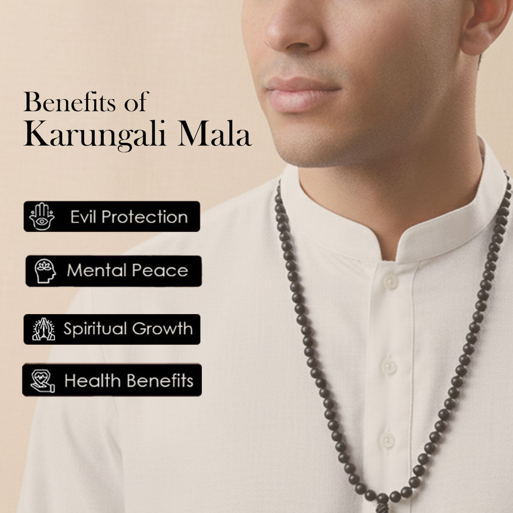 Karungali Mala 12mm with Sumeru Bead Energy Shield Govt Certified