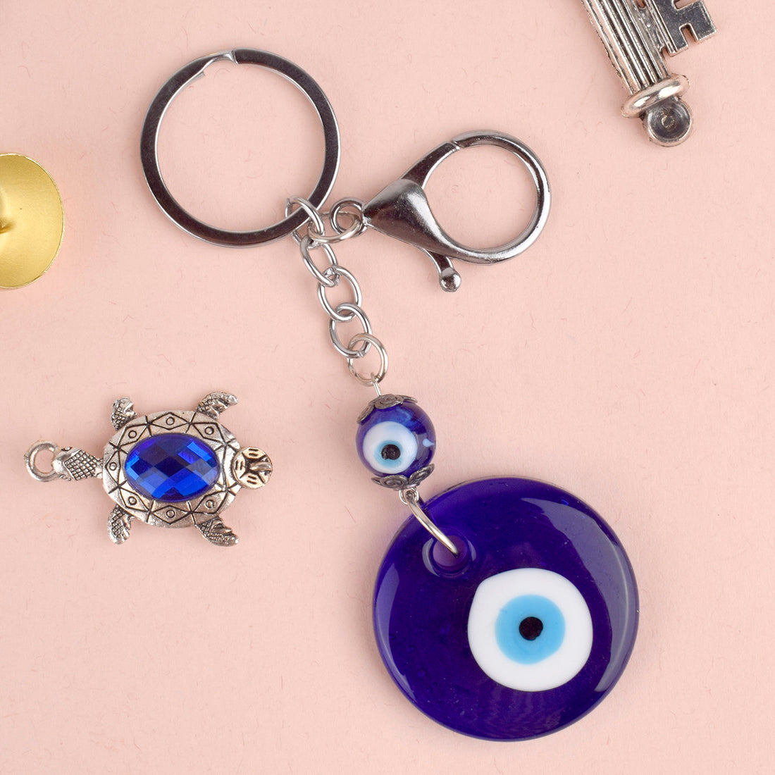 Metal Blue Evil Eye Keychain | India’s Largest Pooja Accessories Brand – www.satvikstore.in